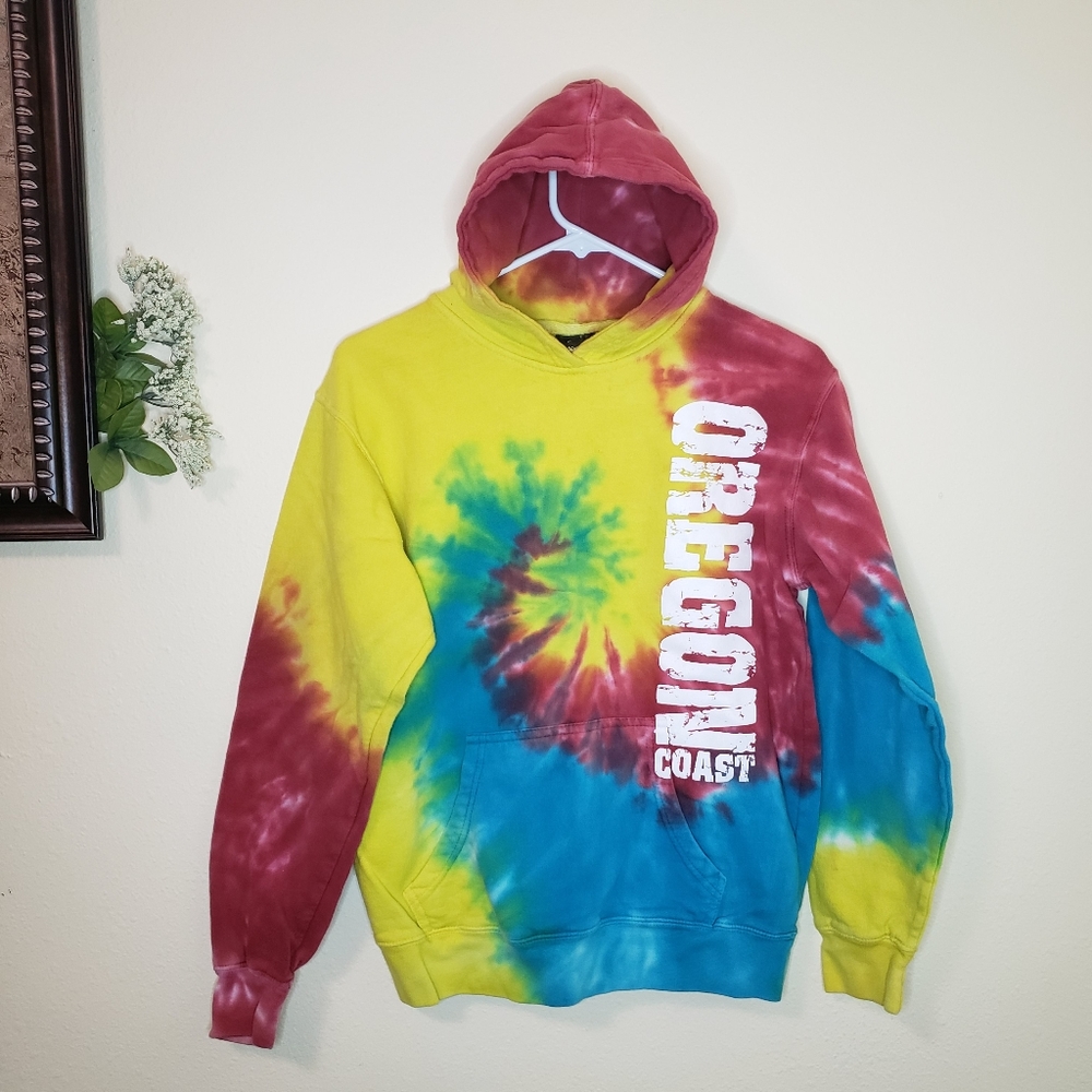 Rad EUC Tie-Dye Oregon Coast Pullover Hoodie Unisex Multicolor Youth XL